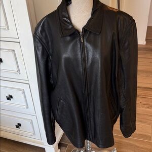 Collezione XXL Black Leather Jacket